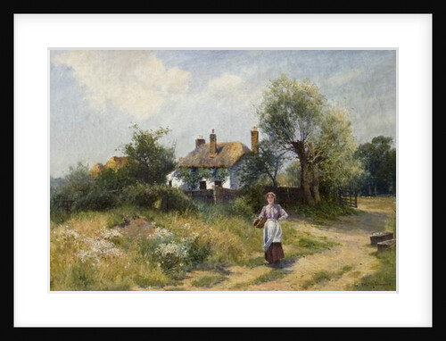Landscape with Cottage Woman, late 19th-20th century by Ernest C. Walbourne