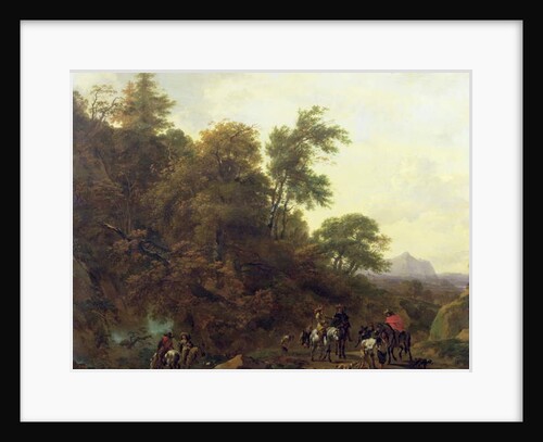 Wooded Landscape with Soldiers Escorting Prisoners, 1656 by Nicolaes Pietersz. Berchem