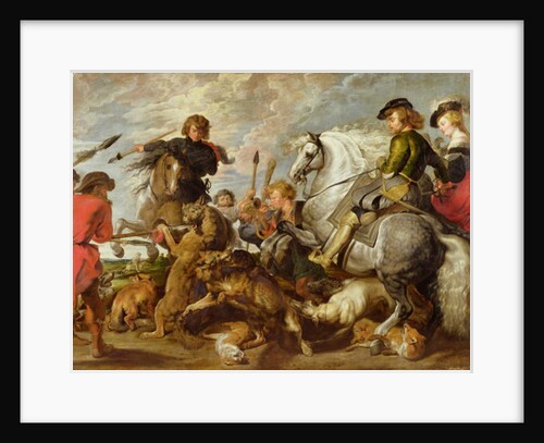 Rubens his Second Wife and Son in a Wolf and Foxhunt, after an original by Rubens by Peter Paul Rubens