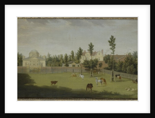 View of the new villa, old house and stables from across Burlington Lane, Chiswick Villa by Pieter Andreas Rysbrack