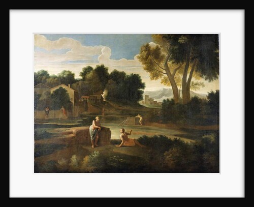 Classical landscape with figures by Gaspard Poussin Dughet