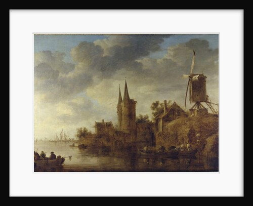 A river landscape with a capriccio of the Oostport, Delft, c.1644 by Jan Josephsz van Goyen