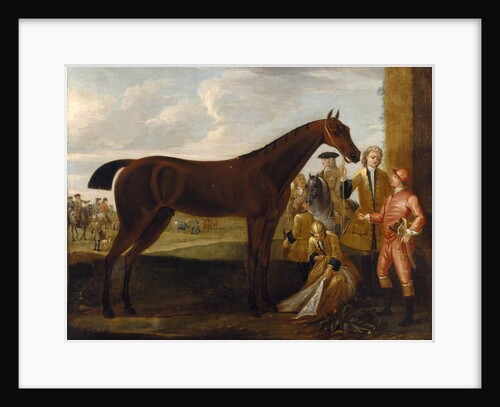 Scamp', a bay racehorse owned by the 3rd Duke of Devonshire and a jockey on a racecourse 1708-30 by John Wootton