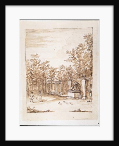 View from one of the Exedra looking ino the Orange Tree Garden with the portico of its temple by William Kent