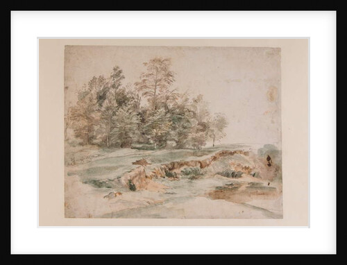 A clump of trees by a wooded road by Anthony van Dyck