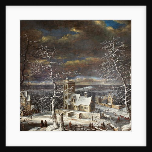 A Village in Winter with Figures on the Ice by Gerard van Edema
