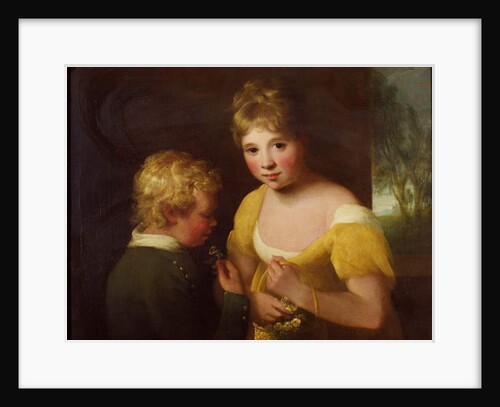 Two children with a basket of flowers by William Tate