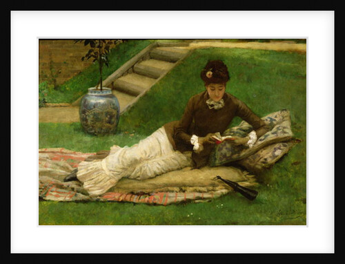 The Novel, A Lady in a Garden Reading a Book by Frank Dicey
