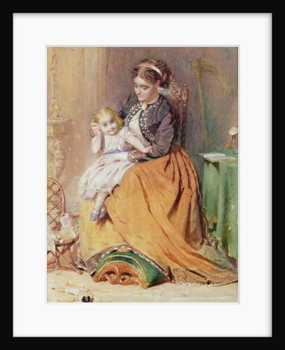 Tick, Tick, Tick - a girl sitting on her mother's lap listening to her gold watch ticking, 1867 by George Elgar Hicks