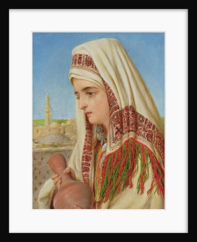 An Arab Woman with a head shawl carrying a water jug by William Gale