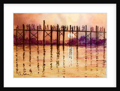 993 Rush hour on the U Bein Bridge, Mandalay by Clive Wilson