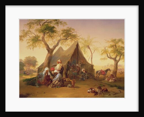 Sheiks drinking Coffee in Front of a Tent, 1842 by Joseph Heicke