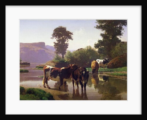 Cattle by a Lake by Auguste Francois Bonheur