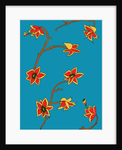 Blue Background Flowers by Daisy de Villeneuve