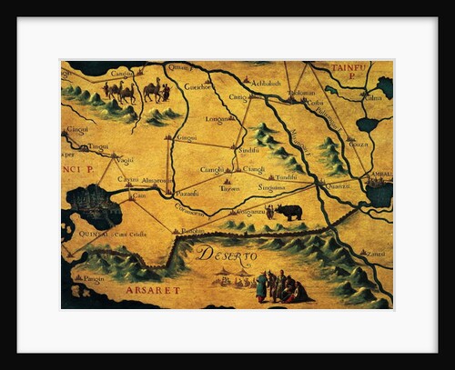 Marco Polo's route across eastern deserts, map of Tartary, 16th-18th century by Francesco & Ramusio Giovan Battista Grisellini