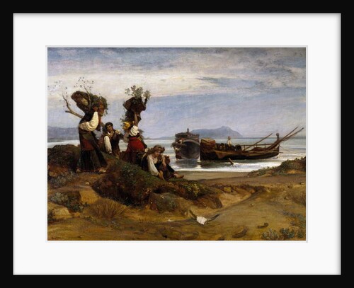 Women loading wood in the port of Anzio, 1852 by Giovanni (1826-1903) Costa