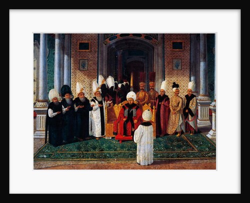 Suleiman III receiving dignitaries under canopy of Gate of Felicity in Topkapi by Konstantin Kapidagli