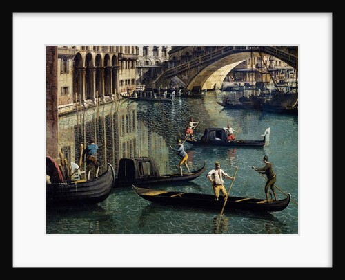 The Rialto Bridge in Venice, detail by Canaletto