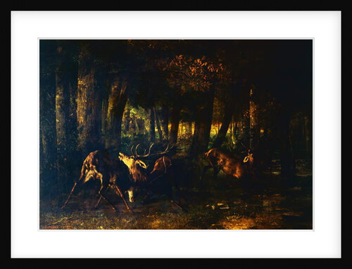 Spring rut, battle of stags, 1861 by Gustave Courbet