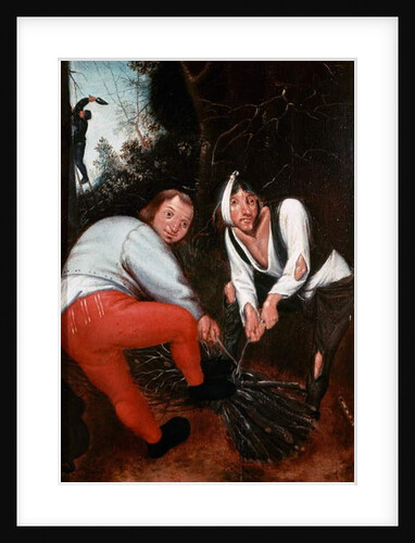 Two peasants tying branches by Pieter the Younger Brueghel