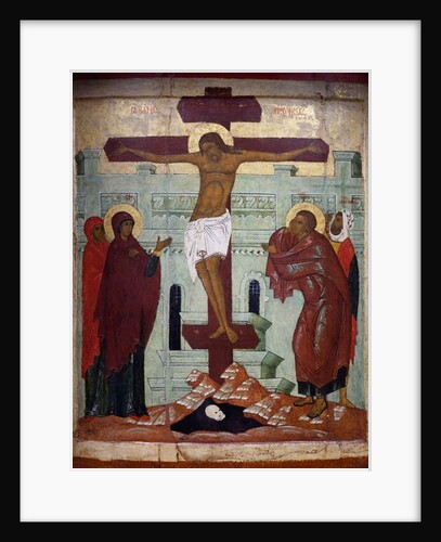 Crucifixion, icon from Novgorod by Russian School