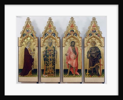 Four saints of Quaratesi Polyptych, Saint Mary Magdalene, Saint Nicholas of Bari, Saint John the Baptist, and Saint George, 1425 by Gentile da Fabriano