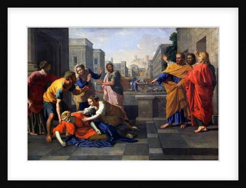 Death of Sapphira, wife of Ananias, who fell burning at St Peter's feet, c.1652 by Nicolas Poussin