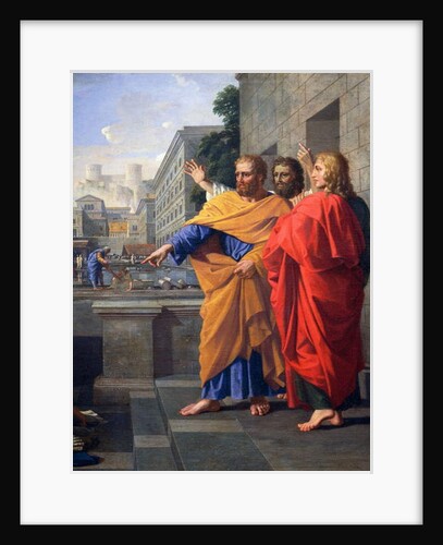 Death of Sapphira, wife of Ananias, who fell burning at St Peter's feet by Nicolas Poussin
