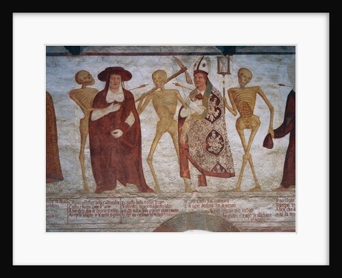 Death asking the cardinal and bishop to dance by Simone II Baschenis