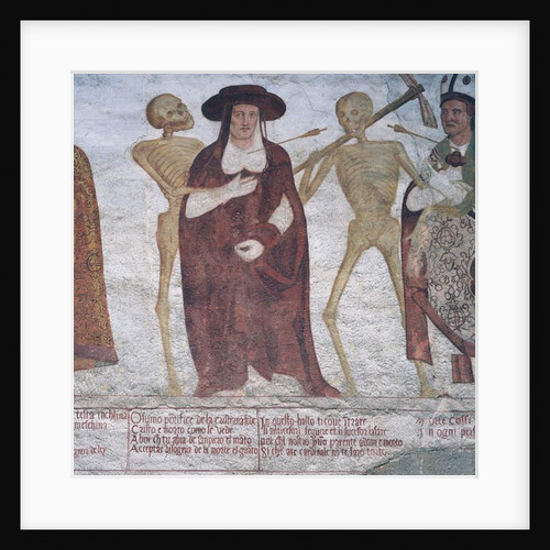 The Cardinal and Death, detail from The Dance of Death, 1539 by Simone II Baschenis
