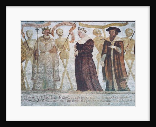 Death with the King, the Queen and the Doctor, detail from The Dance of Death, 1539 by Simone II Baschenis