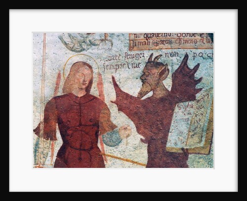 The Archangel Michael and the devil with the book of the seven deadly sins by Simone II Baschenis