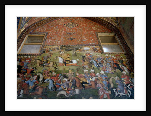 Battle of Taher-Abad or Battle of Merv with victory of Shah Ismail I over Muhammad Shaybani Khan, Reception Hall, 1647 by Persian School