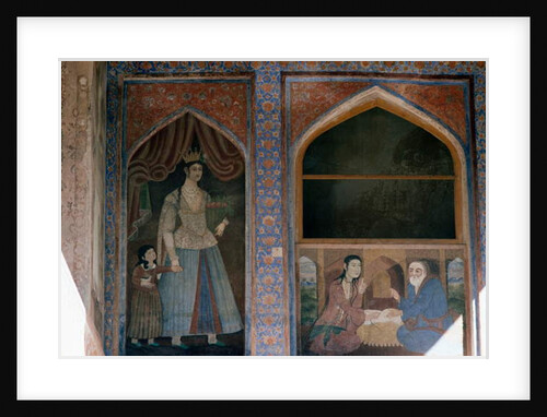 Woman with little girl and seated characters, 1647 by Persian School