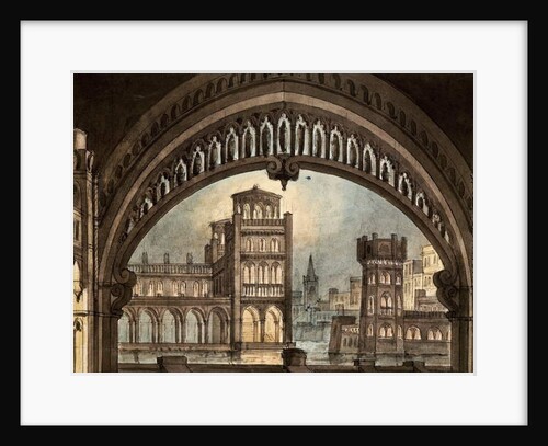 Scenography for 'La Straniera', by Vincenzo Bellini, at the Carignano theater, Turin by Pietro Bertoja