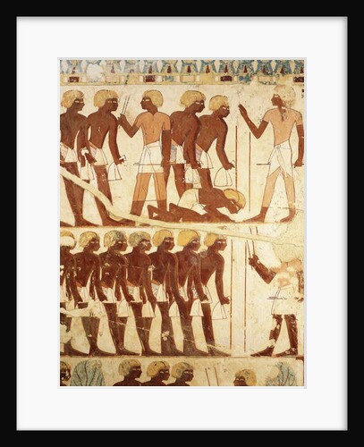 Detail of frescoes de[icting the army receiving rations by Egyptian 18th Dynasty