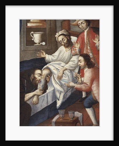 Religious men treating a patient at St. Andrew Hospital, Cuzco by Marcos Zapata