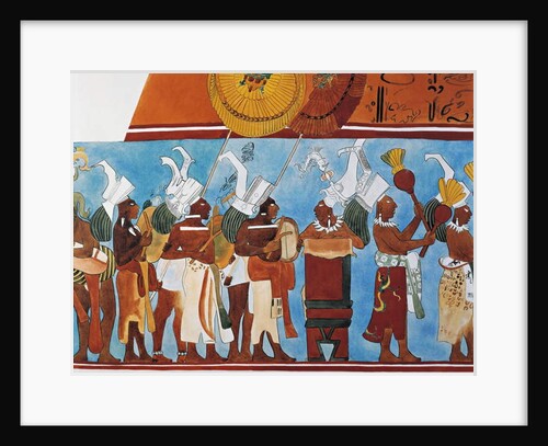 Reconstruction of the Bonampak frescoes showing a procession of musicians by Mayan