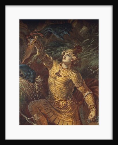 Sigurd killing the dragon Fafuir by holding the Gram sword, detail by Wilhelm Hauschild