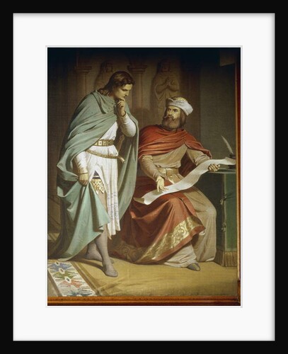 Wolfram von Eschenbach translates the poem 'Willehalm' to Walther von der Vogelweide by Ferdinand II Piloty