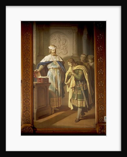 Hermann von Thuringen returns the newly-found manuscript 'Aneide' to the poet by German School