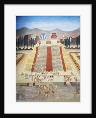 Reconstruction of consecration ceremony of the Templo Mayor in the main square of Tenochtitlan by School Mexican