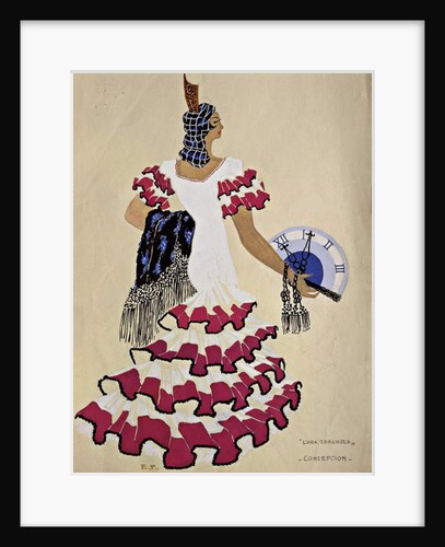 Costume design for the character of Conception from the opera 'L'heure Espagnole', 1907 by French School
