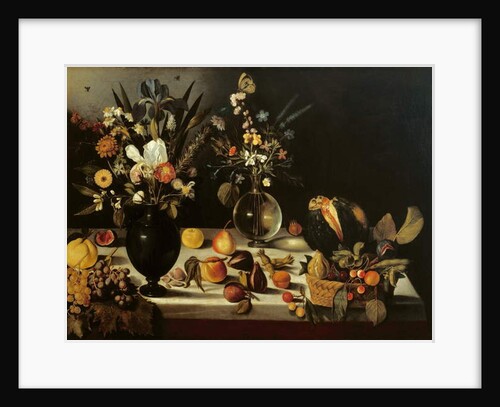 Still life with flowers and fruit, by Master of the Hartford Still Life, c.1600-10 by Michelangelo Merisi da Caravaggio