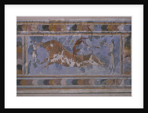 Reassembled 'Toreador Fresco', Knossos Palace, Crete, c.1500 BC by Minoan Minoan