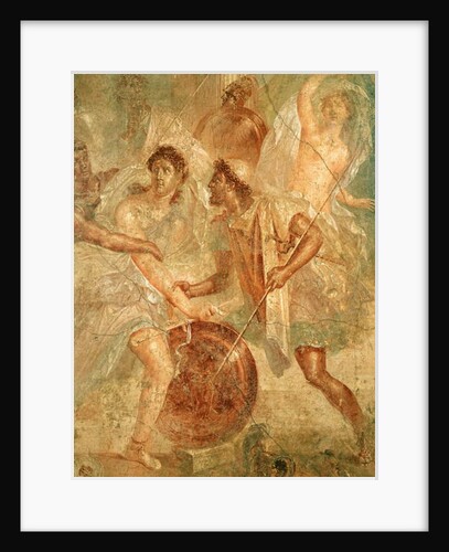 Ulysses and Diomedes recognizing Achilles disguised as the female Pyrrha among the Daughters of Lycomedes at Skyros, from Pompeii by Roman