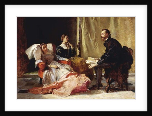 Torquato Tasso reading Liberated Jerusalem to Eleonora d'Este, detail, 1865 by Domenico Morelli