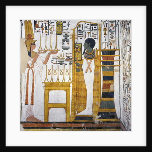Nefertari making an offering of linen to Ptah by Egyptian 19th Dynasty