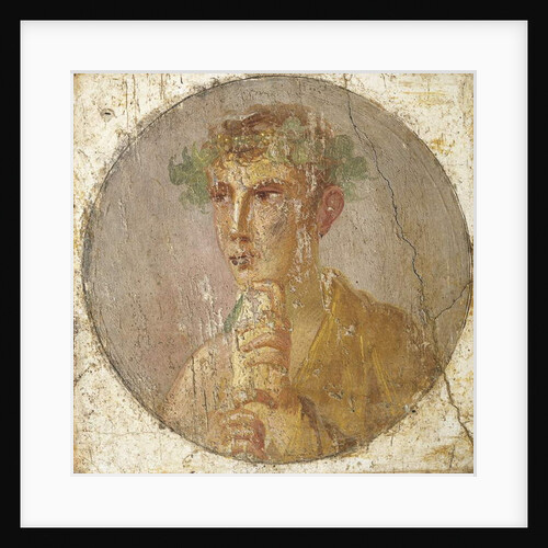 Portrait of a young man holding a papyrus scroll, 55-79 AD by Roman