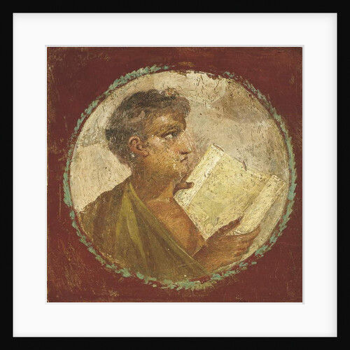 Portrait of a young man holding a papyrus scroll, 55-79 AD by Roman